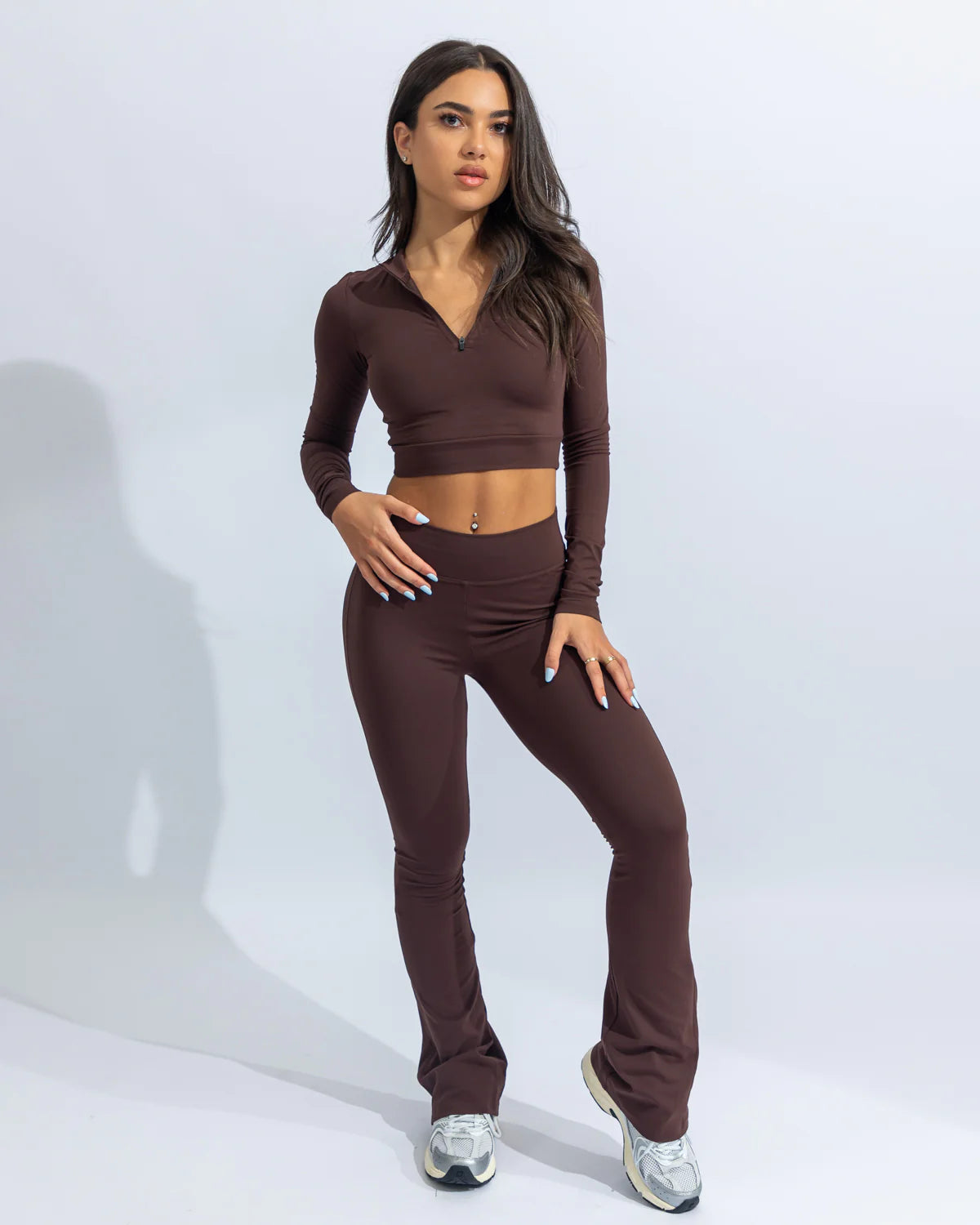 power classic split hem legging-coffee