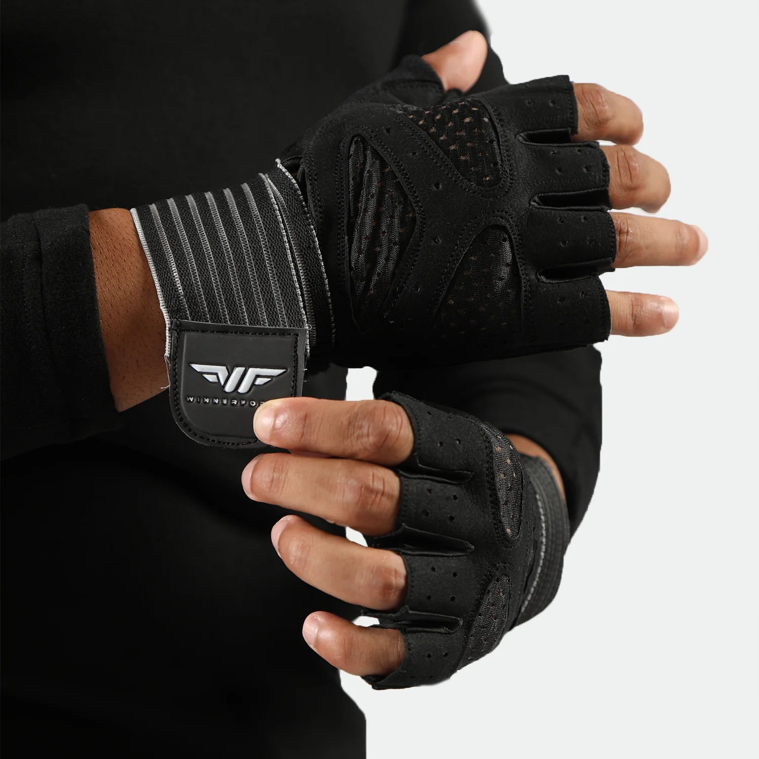 unisex weight lifting gym gloves (black)