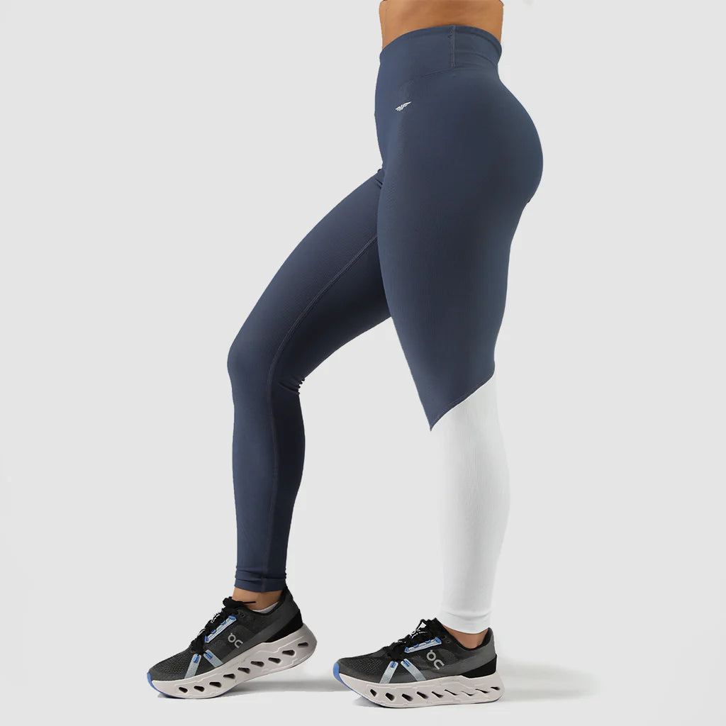 women elite ribbed legging (blue&white)