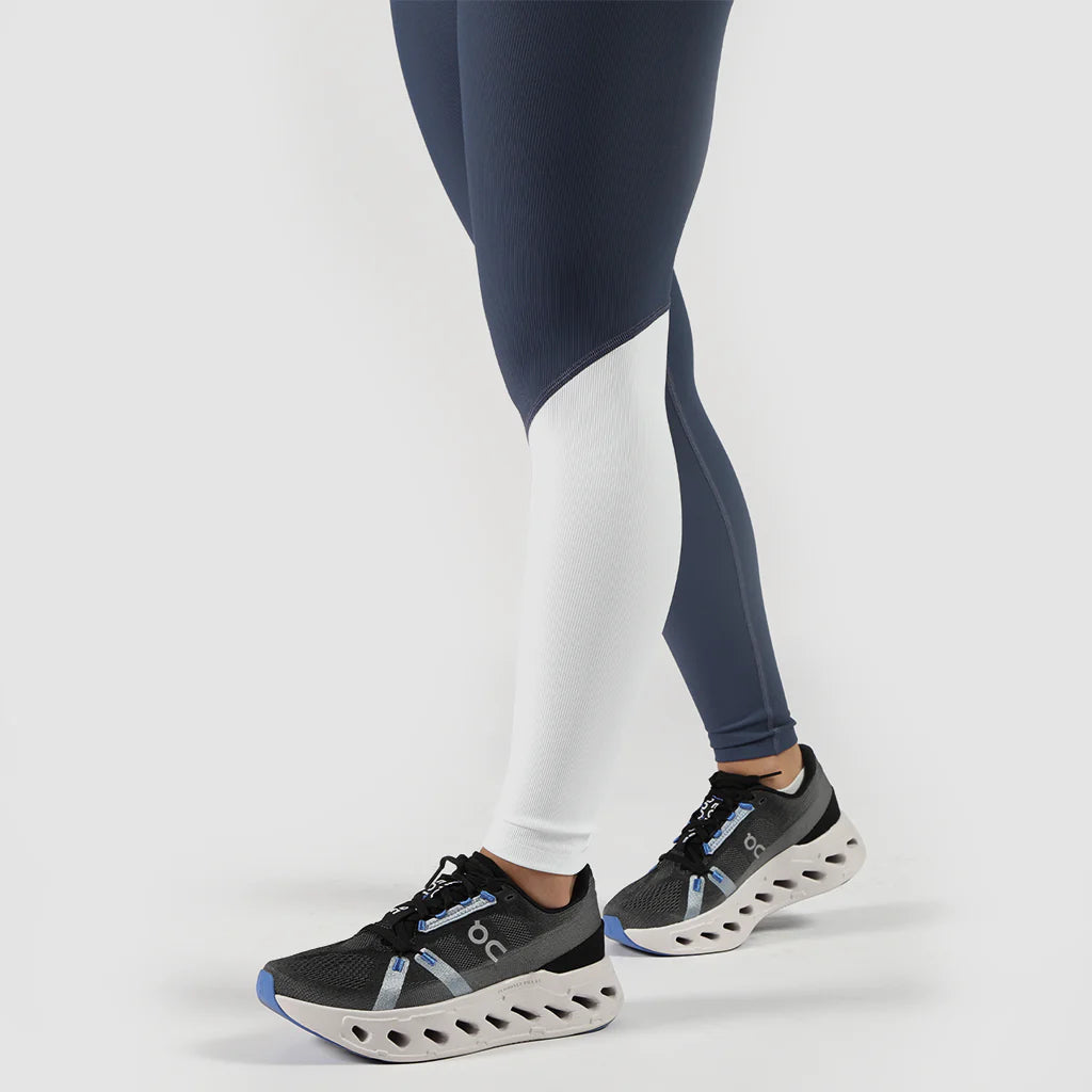 women elite ribbed legging (blue&white)