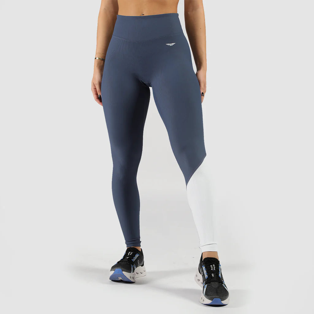 women elite ribbed legging (blue&white)