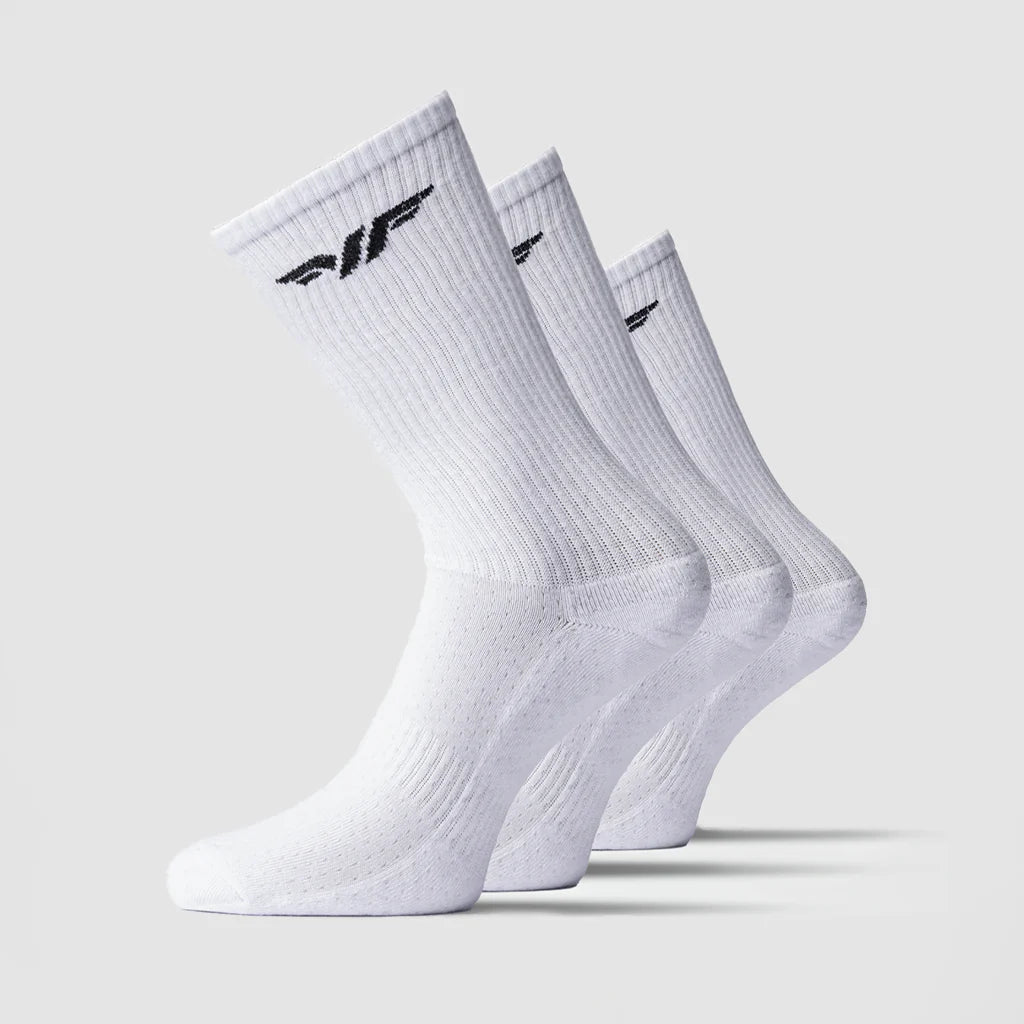 men max crew half cushioned socks (white)