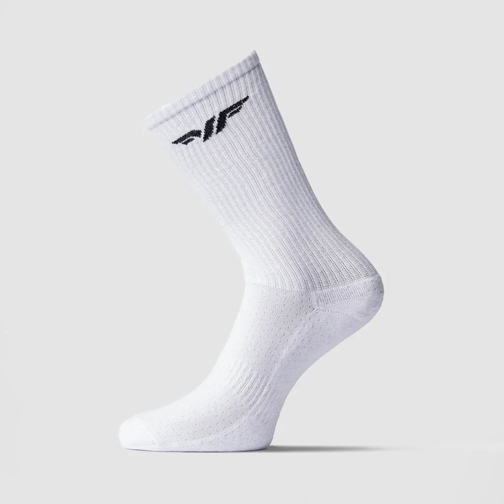 men max crew half cushioned socks (white)